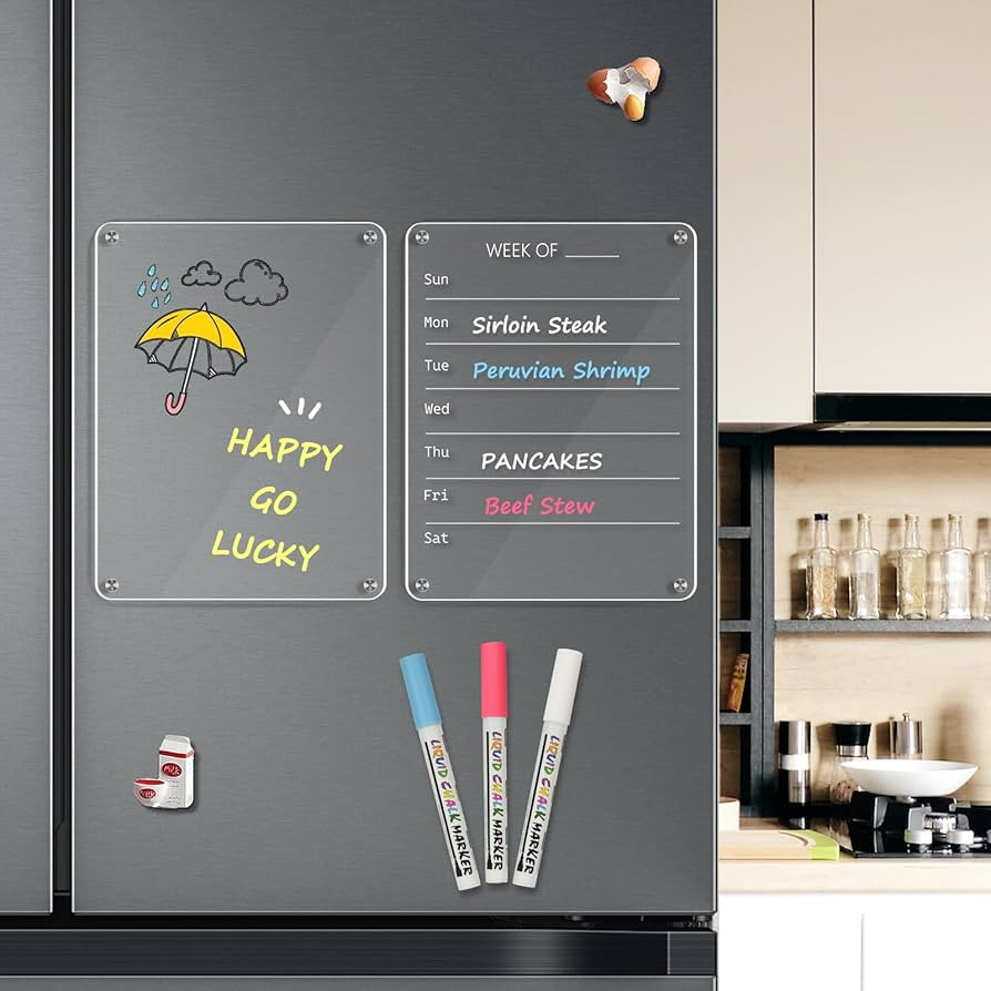 4 THOUGHT Whiteboard Calendar Set for Fridge 2 Pcs, 28 x 21.6 cm Magnetic Clear Acrylic Dry Erase... | Amazon (UK)
