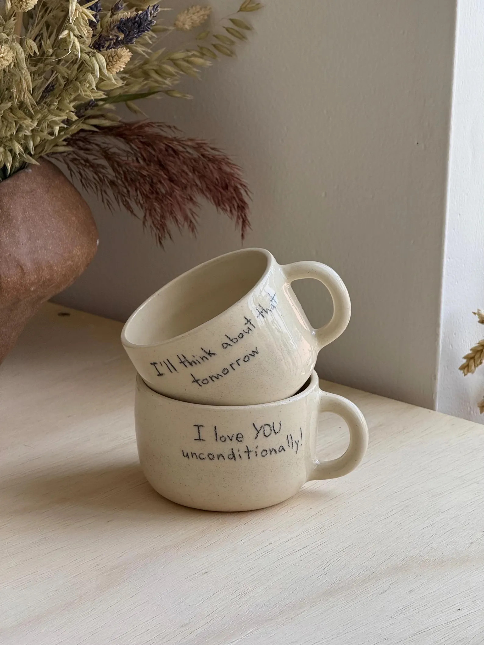 Handwritten Ceramic Mug, Personalized Pottery Cup, Custom Quote - Etsy | Etsy (US)