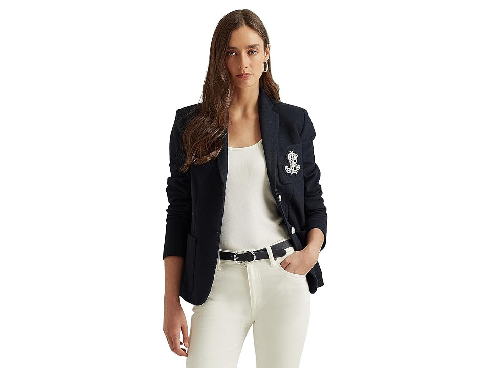 Lauren Ralph Lauren Patch Jacquard Blazer (Lauren Navy) Women's Clothing | Zappos