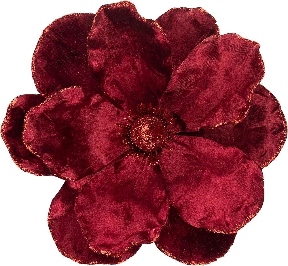 KI Store Velvet Christmas Poinsettia Burgundy Artificial Magnolia Flower Ornaments Floral Picks S... | Amazon (US)