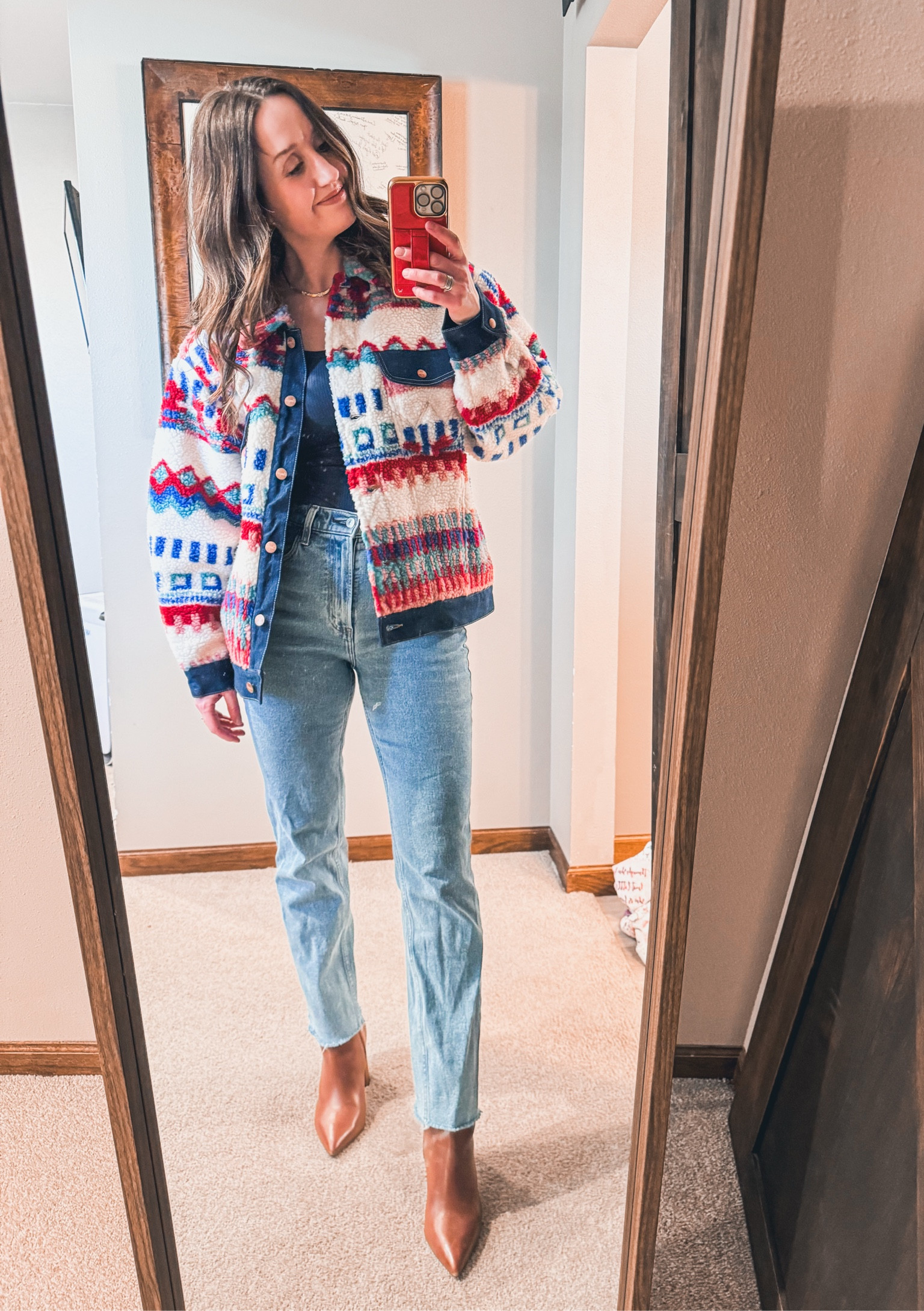 The prettiest jacket 😍 wearing a small, size 27 jeans