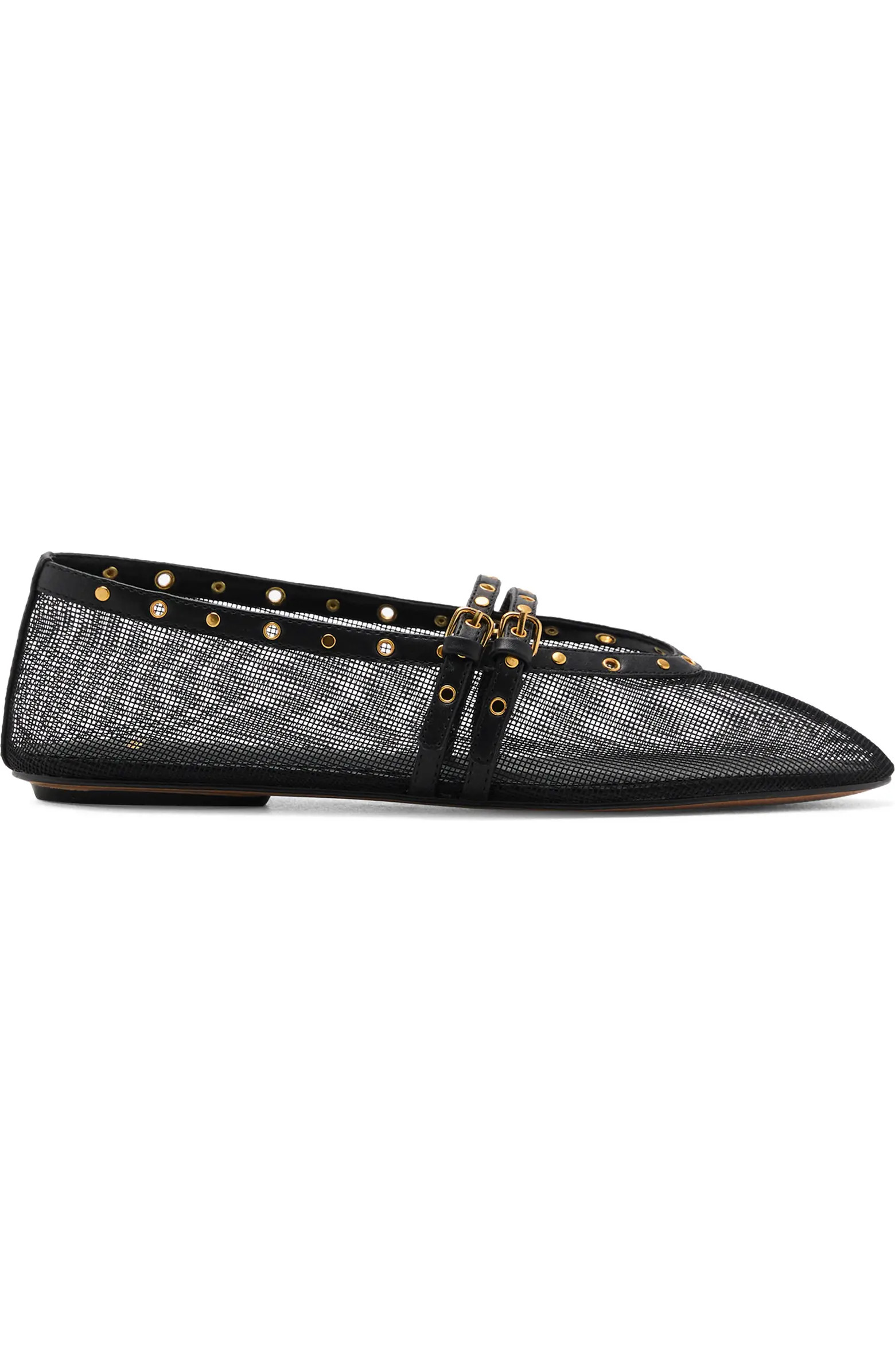 Studded Buckle Strap Mesh Ballet Flat (Women) | Nordstrom