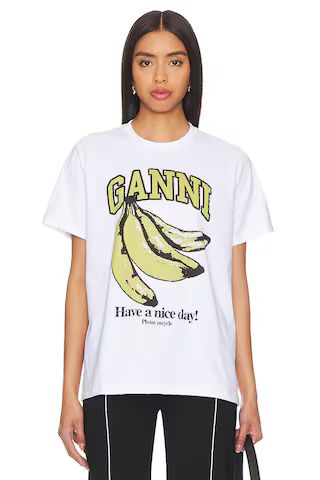 Ganni Banana Relaxed T-shirt in Bright White from Revolve.com | Revolve Clothing (Global)