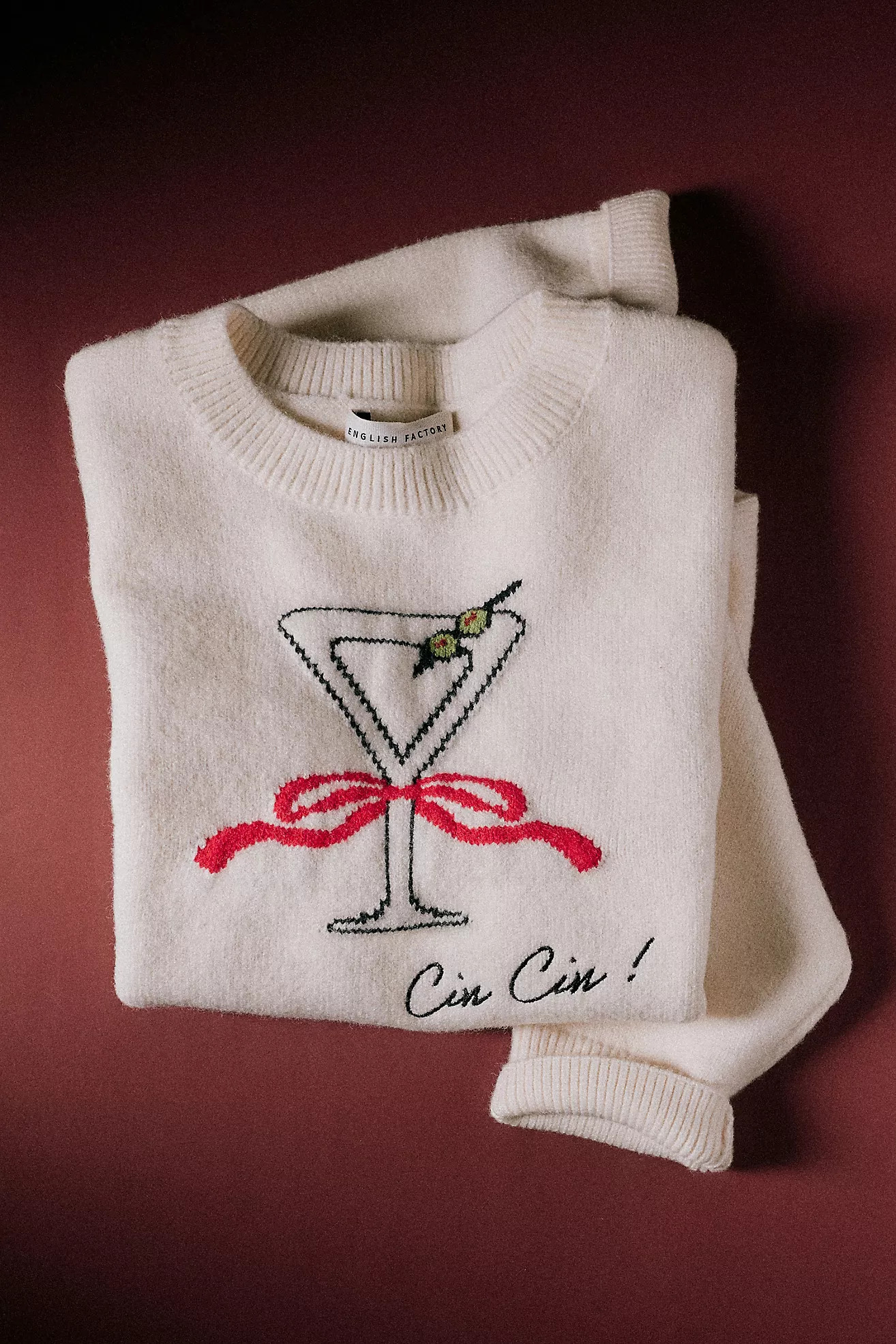 English Factory Cocktail Motif Sweater | Anthropologie (US)