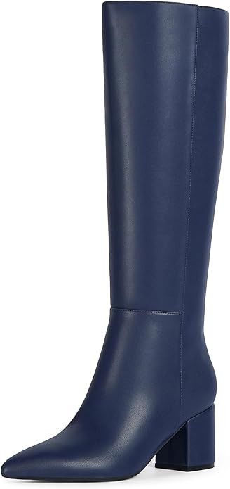 Knee High Boots for Women Chunky Heel Pointed Toe Boots Side Zipper Long Boots | Amazon (US)