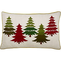 Saro Lifestyle Embroidered Christmas Trees Decorative Throw Pillow | Lands' End (US)