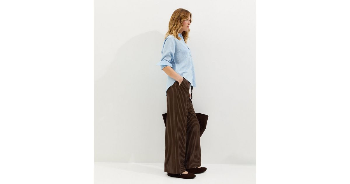 Brown Pinstripe Wide Leg Trousers | New Look | New Look (UK)
