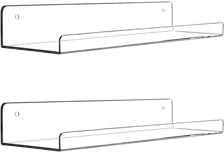Acrylic Floating Wall Ledge Shelf, Clear Bathroom Storage Shelves Display,Acrylic 15" Invisible B... | Amazon (US)