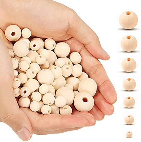 1000pcs Wooden Beads in 7 Assorted Sizes for Macrame - Natural Wood Beads for Making Jewellery, H... | Amazon (CA)
