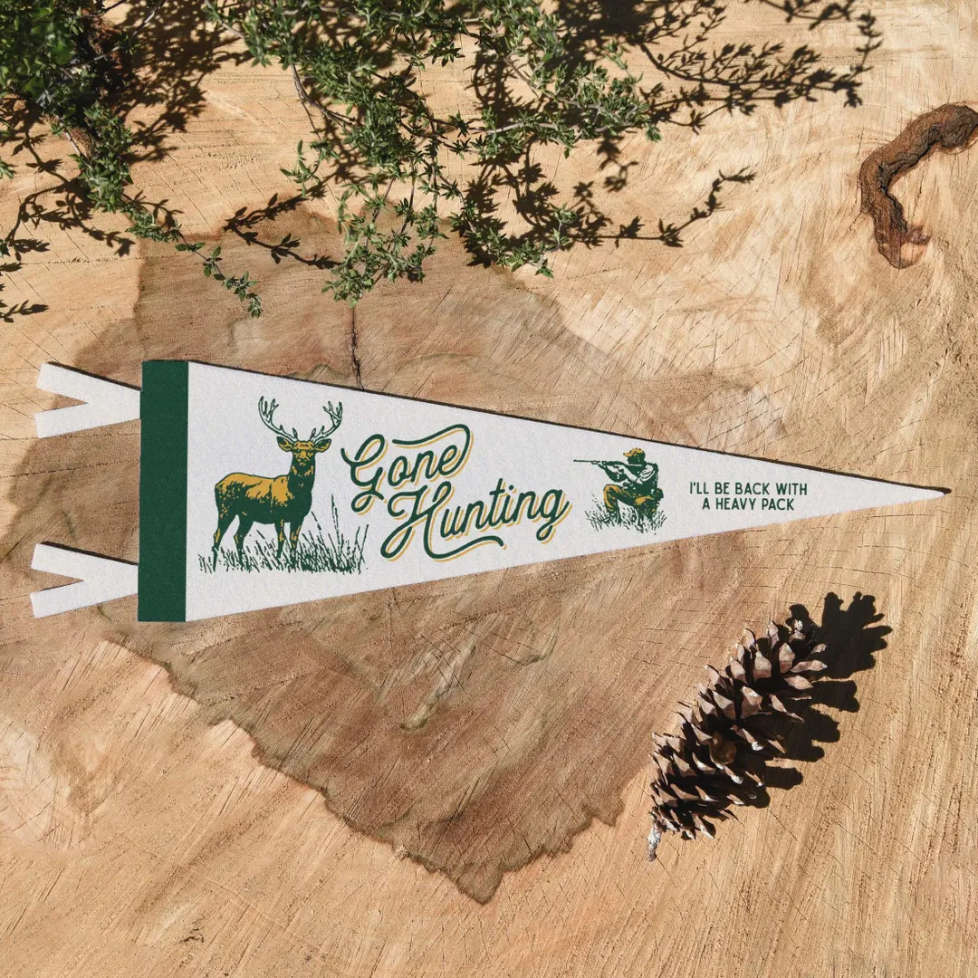 Gone Hunting Felt Pennant | Vintage Sports Banner, Fun Deer Hunting Gift Decor, Outdoorsman Wall ... | Etsy (US)