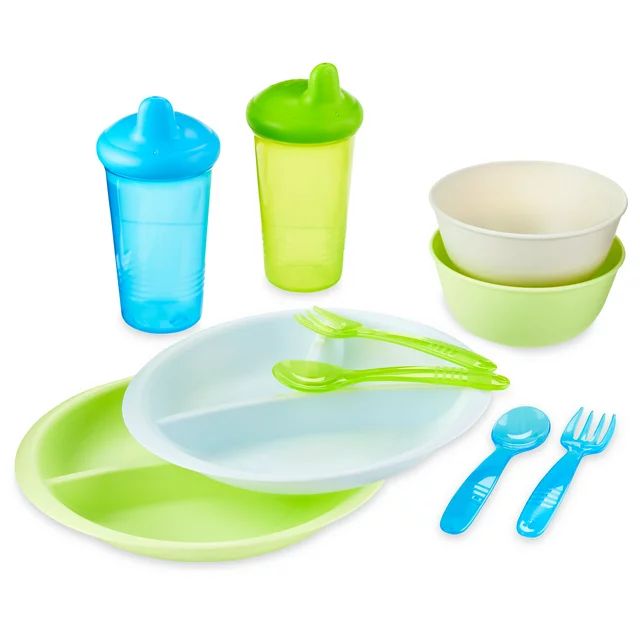 Parent's Choice Tableware Giftset, 4+ Months, 10 Pack, Blue & Green | Walmart (US)