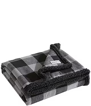 Eddie Bauer Cabin Plaid Flannel Yarn Dyed Reversible Throw Blanket - Grey | Dillard's
