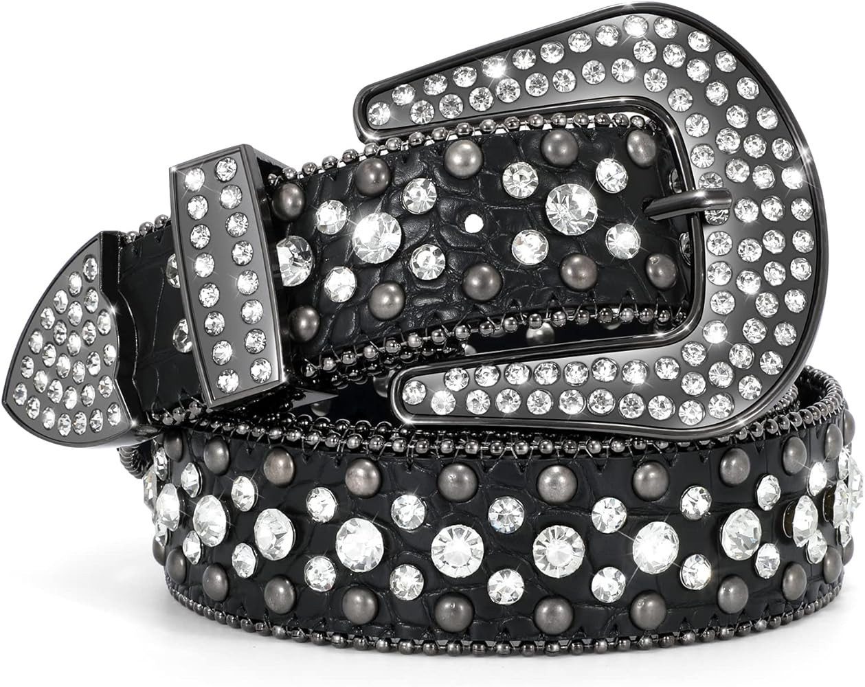 JASGOOD Rhinestone Belt for Women and Men Ladies Weatern Cowgirl Cowboy Bling Belt for Jeans Pant... | Amazon (US)