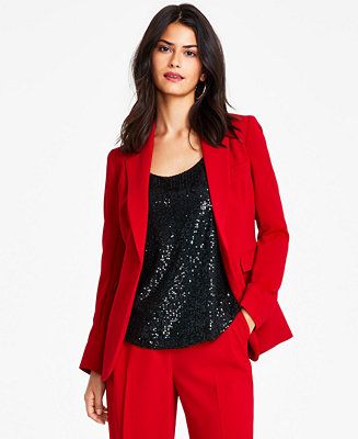 Bar III Women's Textured Crepe One-Button Blazer, Created for Macy's - Macy's | Macy's