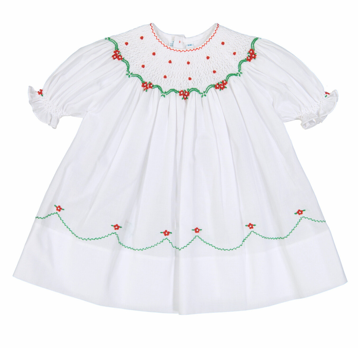 Short Sleeve Holiday Pearl Flower Bishop Dress | Feltman Brothers