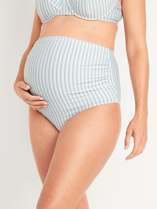 Maternity Full Panel Striped Seersucker Swim Bottoms | Old Navy (US)