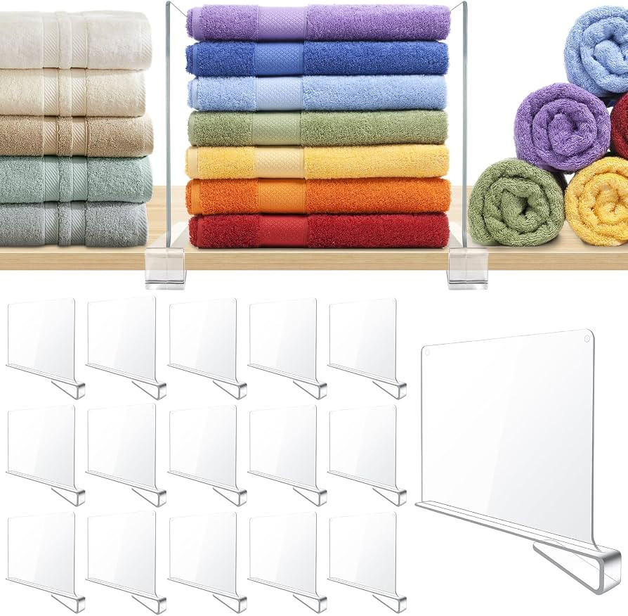 16 Pack Clear Acrylic Shelf Dividers for Closet Shelf Organizer of Bedroom Kitchen Office Bathroo... | Amazon (US)