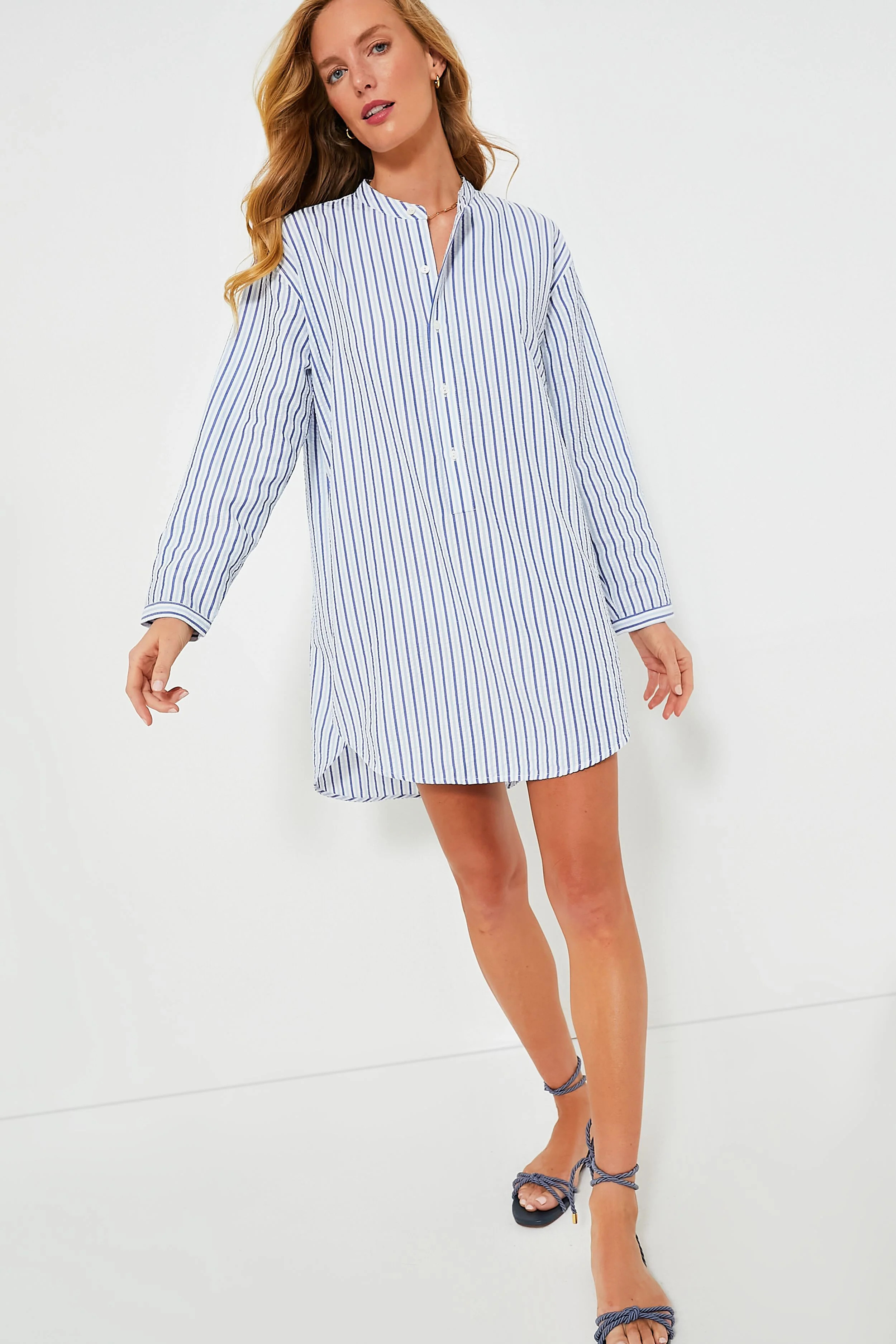 Baltic Stripe Seersucker Bodie Coverup | Tuckernuck (US)