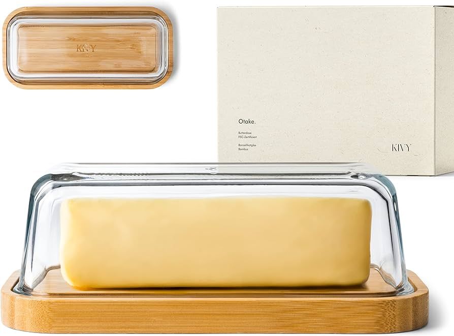 KIVY Glass butter dish with lid for countertop and refrigerator door shelf - Butter Keeper - Butt... | Amazon (US)
