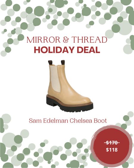 Sam Edelman Chelsea boot on sale for $118 in tan, black, and white for Black Friday! #lugboot

#LTKCyberweek #LTKsalealert #LTKshoecrush