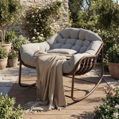 COZONY Oversized Papasan Rocking Chair, Comfy Egg Chair Rocker with Cushion, 450 LBS Heavy Duty R... | Target