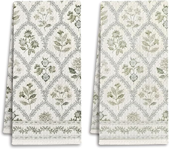 Boho Botanical Floral Kitchen Towels, Farmhouse Cottagecore Dish Tea Towels for Kitchen Decor, Re... | Amazon (US)