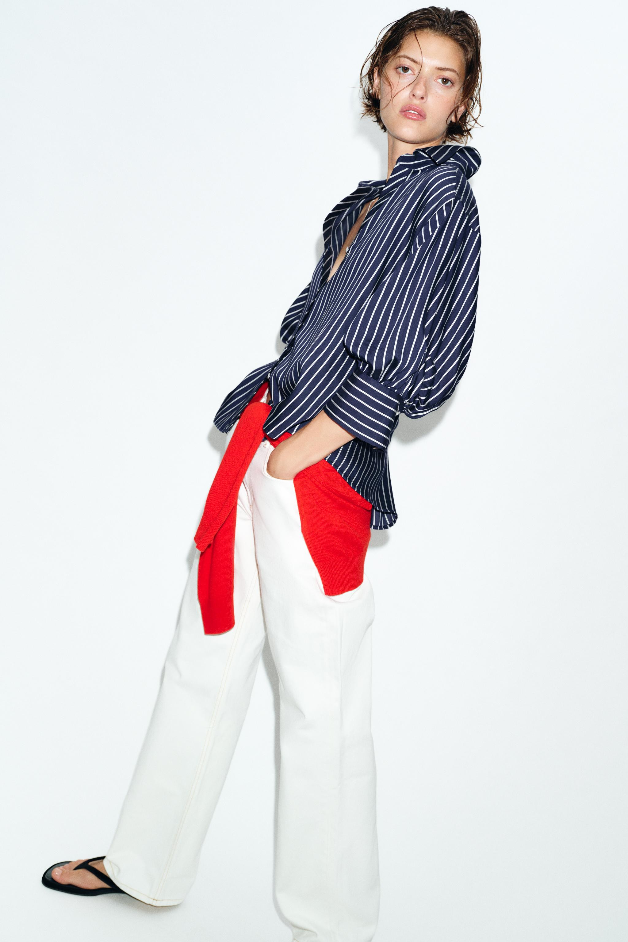 STRIPED BALLOON SLEEVE SHIRT | Zara US