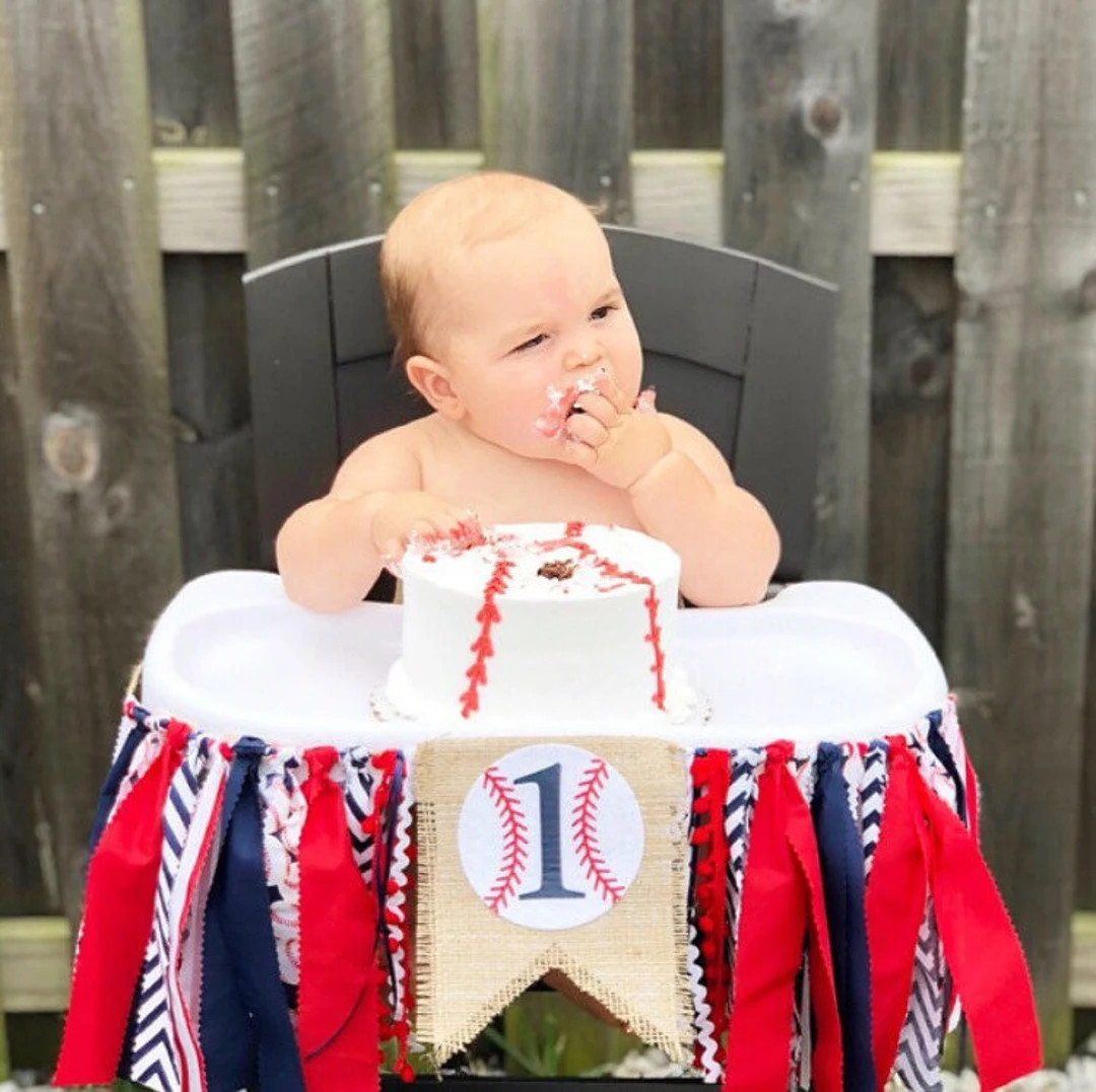Baseball Birthday Banner Cake Topper Boys 1st Birthday Party Hat First Birthday Hat Boys High Cha... | Etsy (US)
