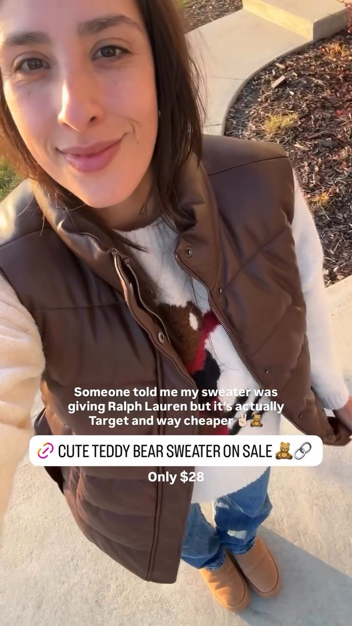 Someone told me my sweater was giving Ralph Lauren but it’s actually Target and way cheaper ✌🏻🧸 Only $28