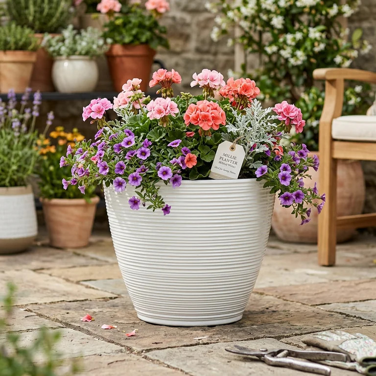 Ballard Pacific 16-Inch Millie Planter Flower Planter, White | Walmart (US)