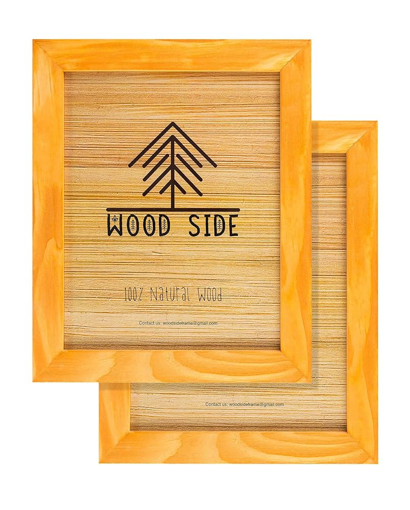 Rustic Wooden Picture Frames 8x10 - Yellow - Set of 2-100% Natural Eco Solid Wood and High Defini... | Amazon (US)