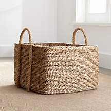 Tyler Square Basket With Rope Handle Low + Reviews | Crate & Barrel | Crate & Barrel