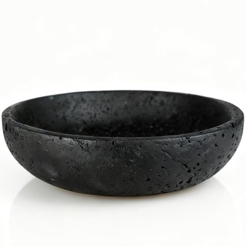 YeasHome Black Travertine Bowl, 7.8" Luxurious Natural Stone Centerpiece Bowl for Modern Home Decor, Handmade Fruit Bowl, Jewelry Dish, Sophisticated Tabletop Sculpture | Amazon (US)