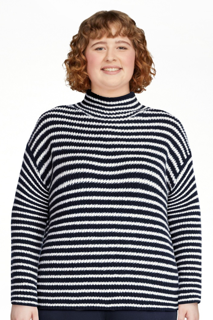 Time and Tru Women's Stripe Funnel Neck Sweater with Long Sleeves, Midweight, Sizes, XS-XXXL | Walmart (US)