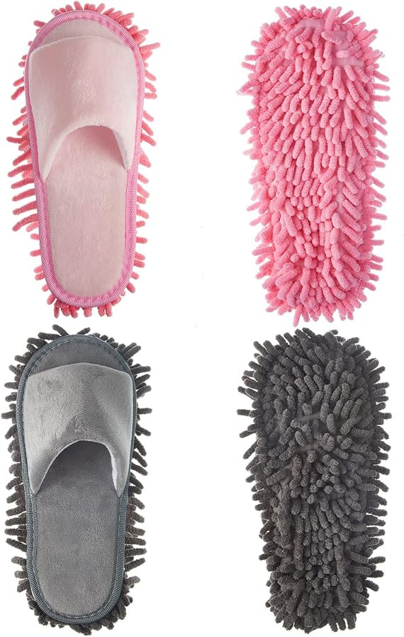 Jecery 2 Pairs Microfiber Cleaning Mop Slippers | Amazon (US)
