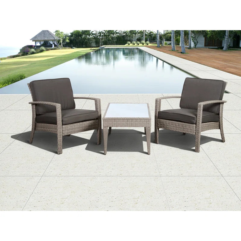 Brocha Wicker/Rattan 2 - Person Seating Group with Cushions | Wayfair North America