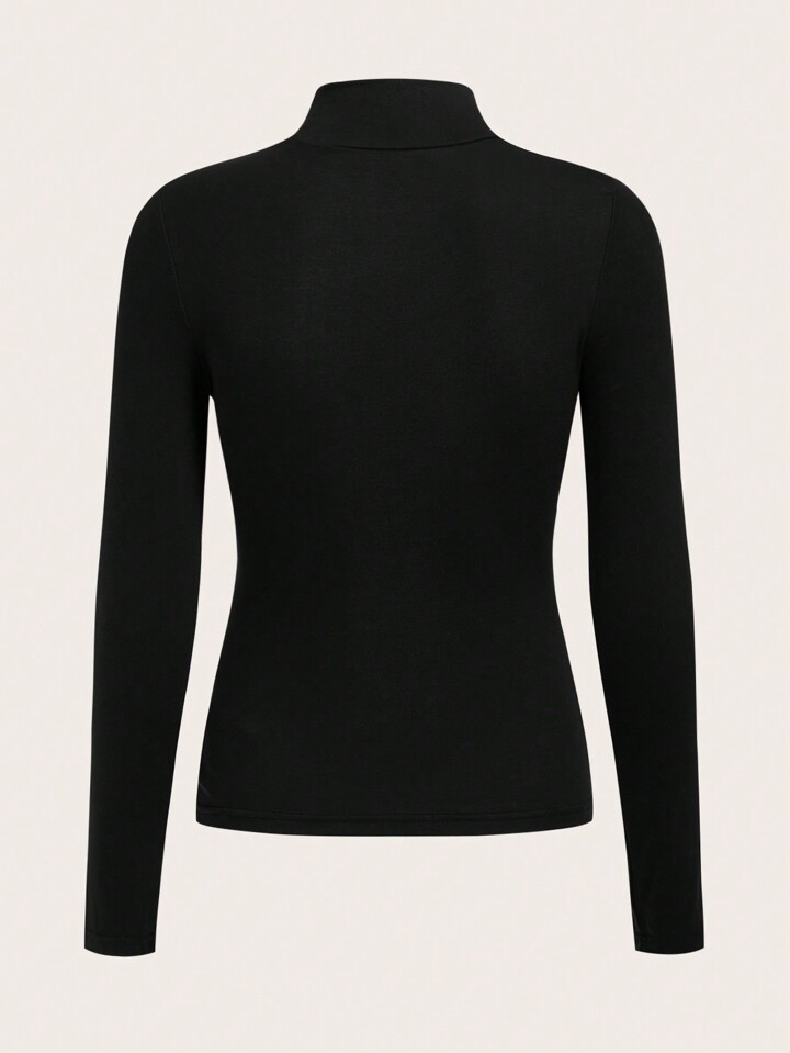 SHEIN BASICS High Neck Solid Fitted Tee | SHEIN