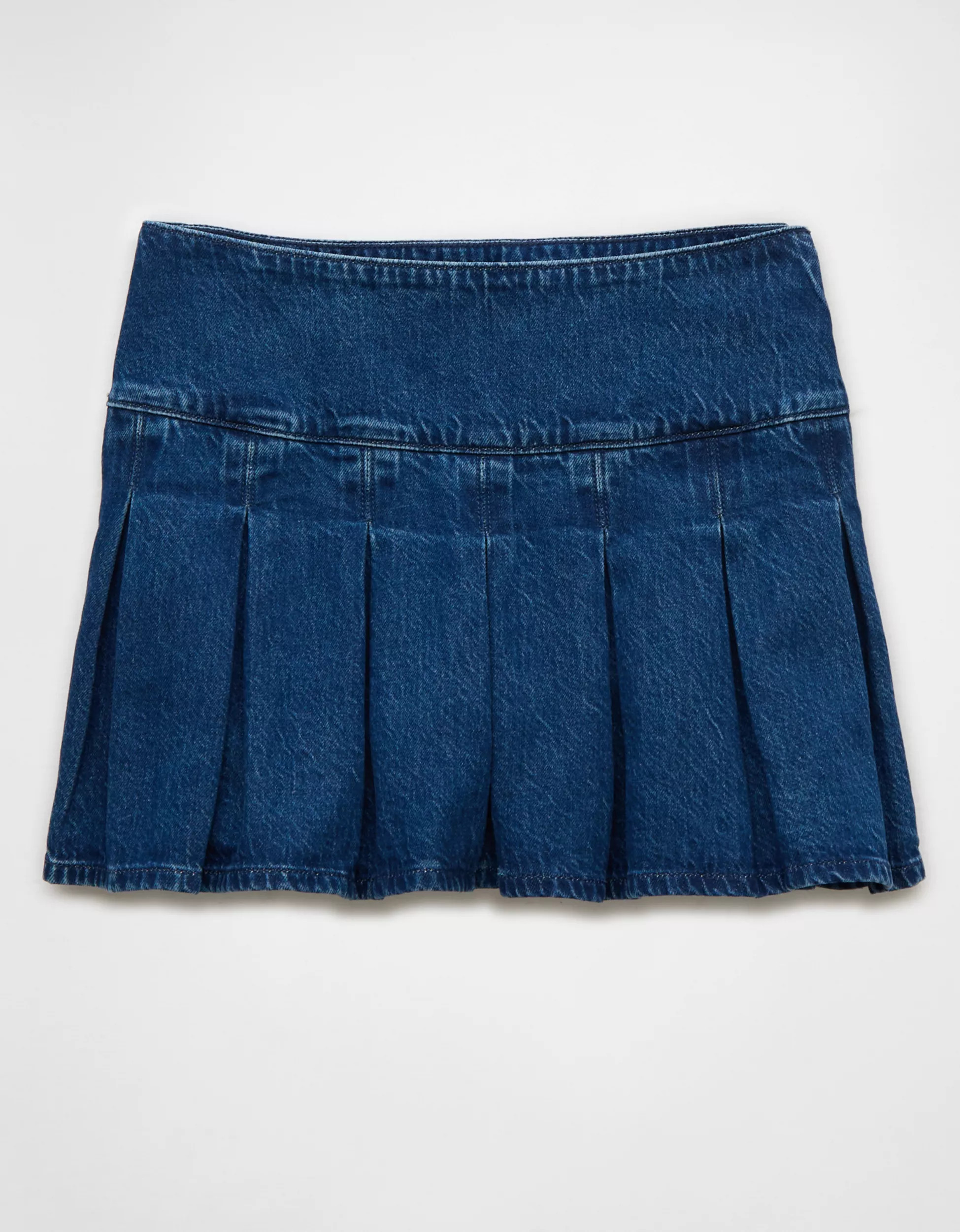AE High-Waisted Pleated Denim Mini Skort | American Eagle Outfitters (US & CA)