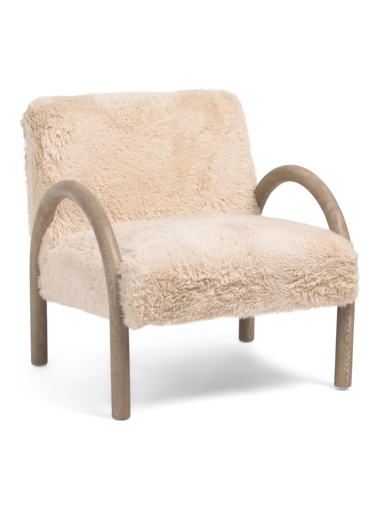 30x31 Skylar Solid Oak And Faux Fur Accent Chair | Marshalls