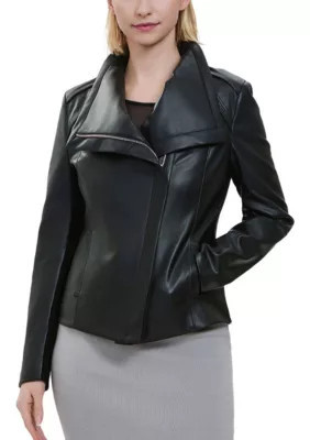 Kimi & Kai Women's Suki Faux Leather Moto Jacket, Black, Small | Belk