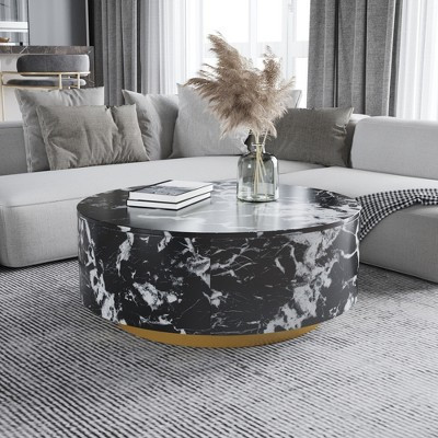 Round Coffee Table,Modern Faux Marble Coffee Table with 2 Storage Drawers, Mid Century Center Tea Table Cocktail Table for Living Room Office | Target