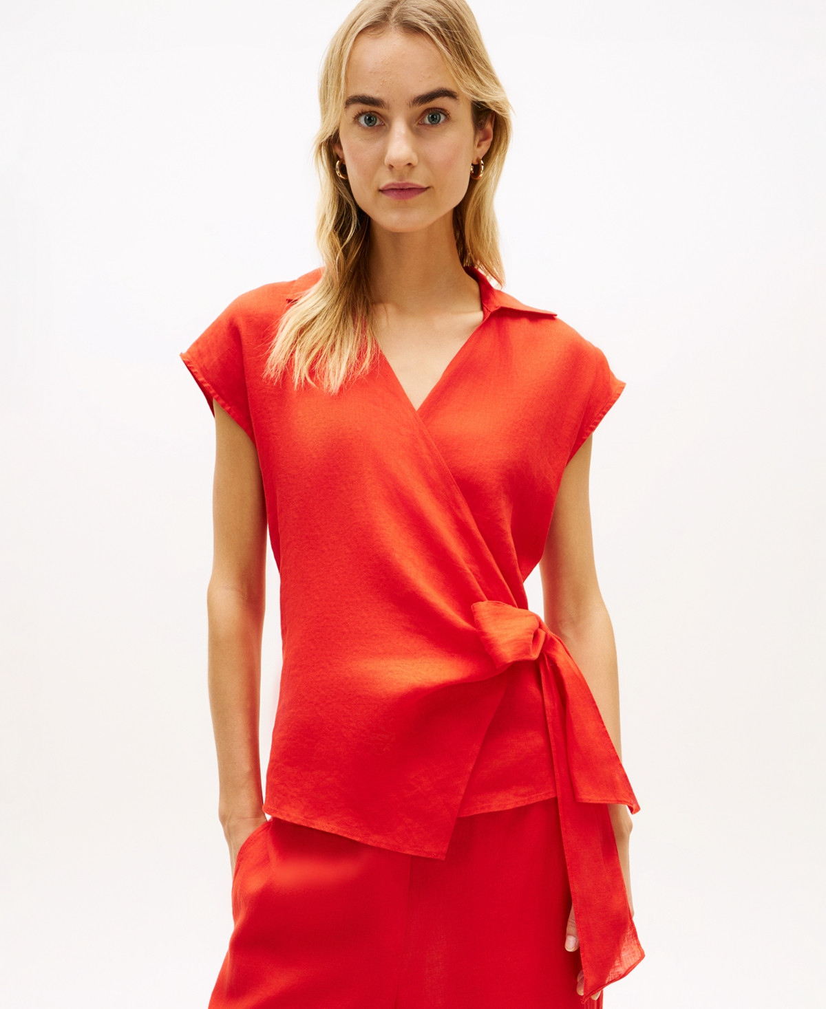 Tommy Hilfiger Women's V-Neck Knot Sleeveless Top - Fireworks | Macy's
