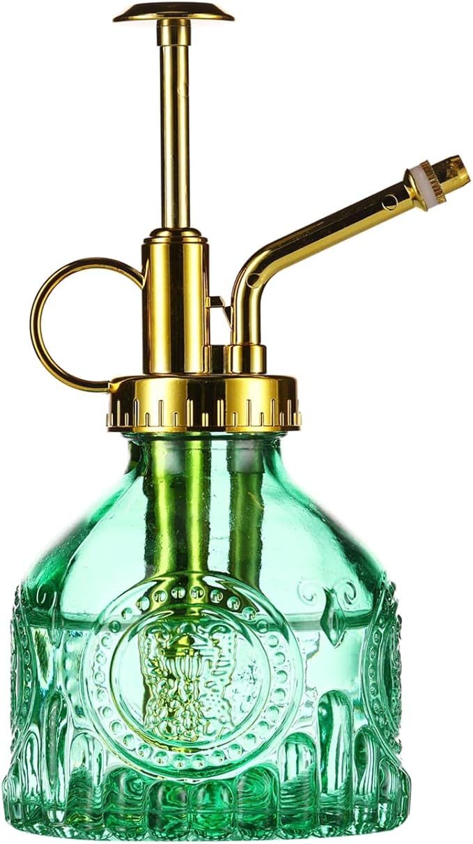 Aebor Glass Plant Mister Spray Bottle, 6.5" Green Glass Water Spray Bottle with Gold Top Pump Sma... | Amazon (US)