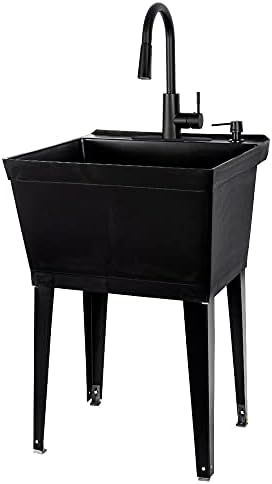 Black Utility Sink with High Arc Black Faucet by VETTA by JS Jackson Supplies, Pull Down Sprayer Spo | Amazon (US)