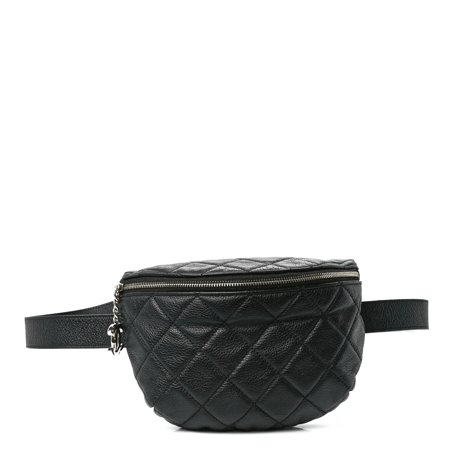 Grained Calfskin Quilted Waist Belt Bag Black | FASHIONPHILE (US)