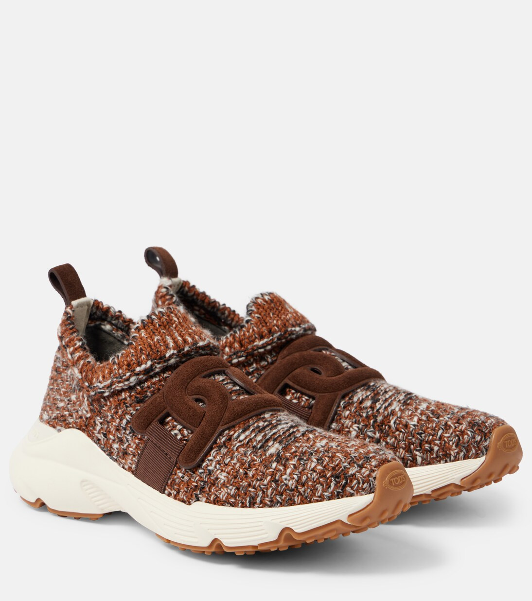 Knitted leather-trimmed sneakers | Mytheresa (US/CA)