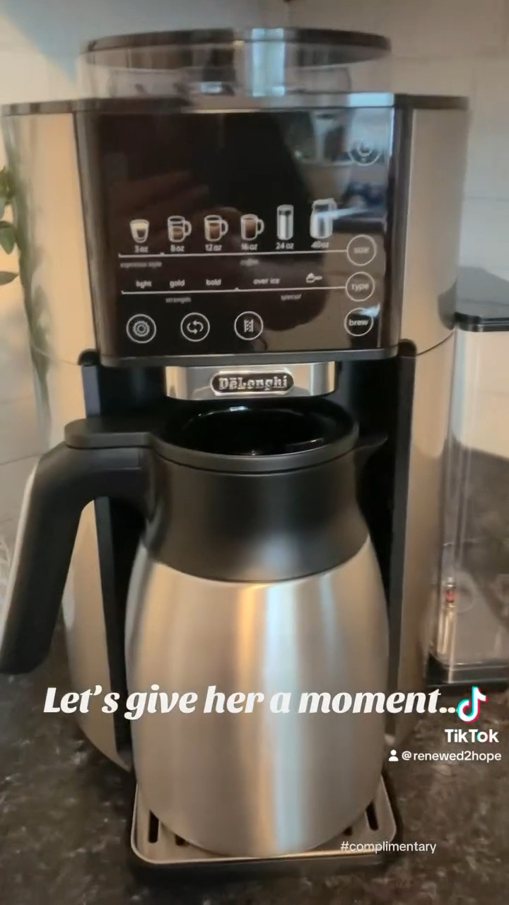 My first voice over and I would say I lost my train of thought at least four times. 🫣 Anyway, the coffee pot is beyond amazing. I was trying to remember the 3 strength settings, their names, and I got flustered 😆 but they are “light, gold, and bold”. We’ve been using the gold but are going to try the light setting tomorrow as the gold is a little stronger than we were used to with our old coffee pot. This honestly took me about a week to figure out exactly how to do it all. I’m not much on reading directions tbh 😬. But now that we know the warning lights of when to dump the grounds, when to fill with water, and such we are getting the hang of it. We love that it grinds coffee beans to give a fresh flavor. We’ve never been this fancy before! I mean it even provides a water hardness testing kit and allows you to insert the rating into the machine to make sure that it gives the best tasting coffee possible. Wow, right? Overall, just extremely pleased with how the flavor is so much better with fresh ground beans, the communication the machine gives us to let us know what it needs, and how quickly a pot is brewed even with it grinding the beans! We couldn’t be happier! 

#LTKHome #LTKWatchNow #LTKMostLoved