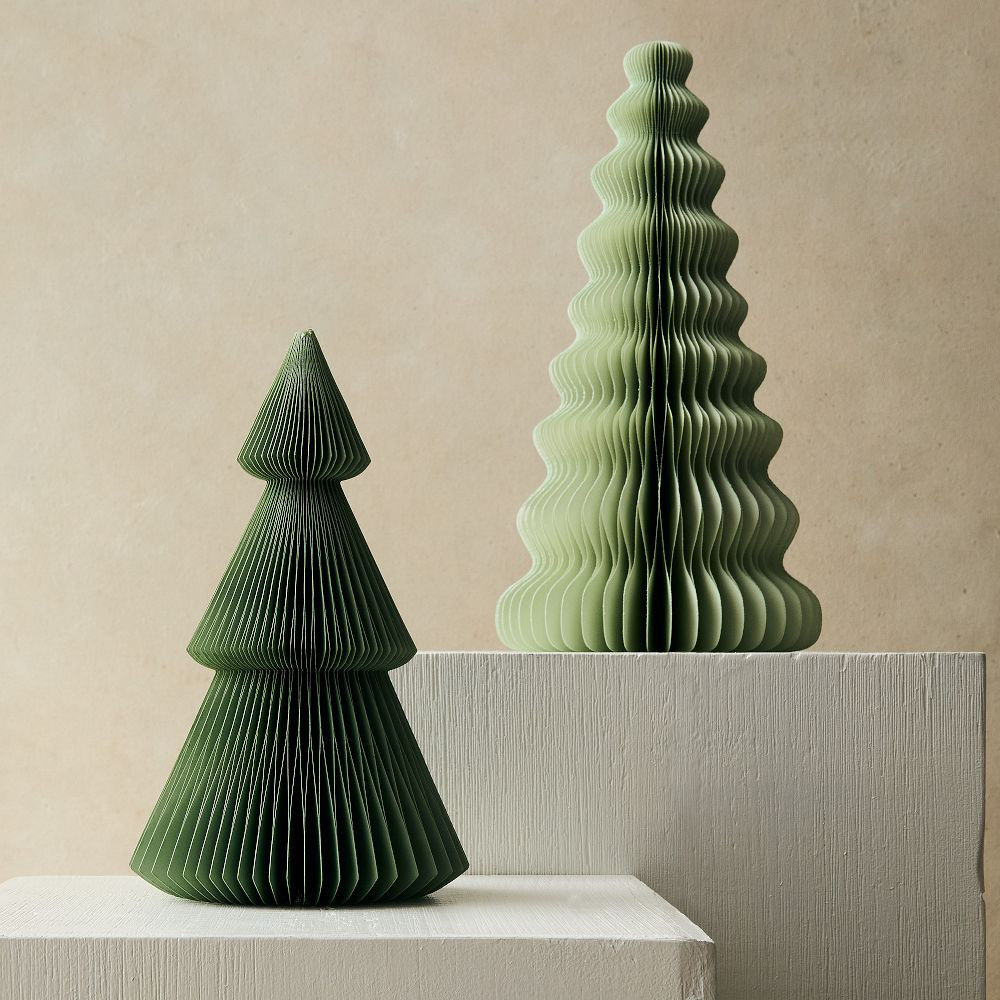 Tonal Green Decorative Paper Tabletop Trees | West Elm (US)
