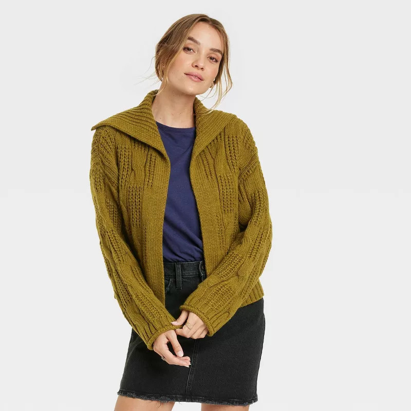 Women's Open Layering Cardigan - Universal Thread™ Green S | Target