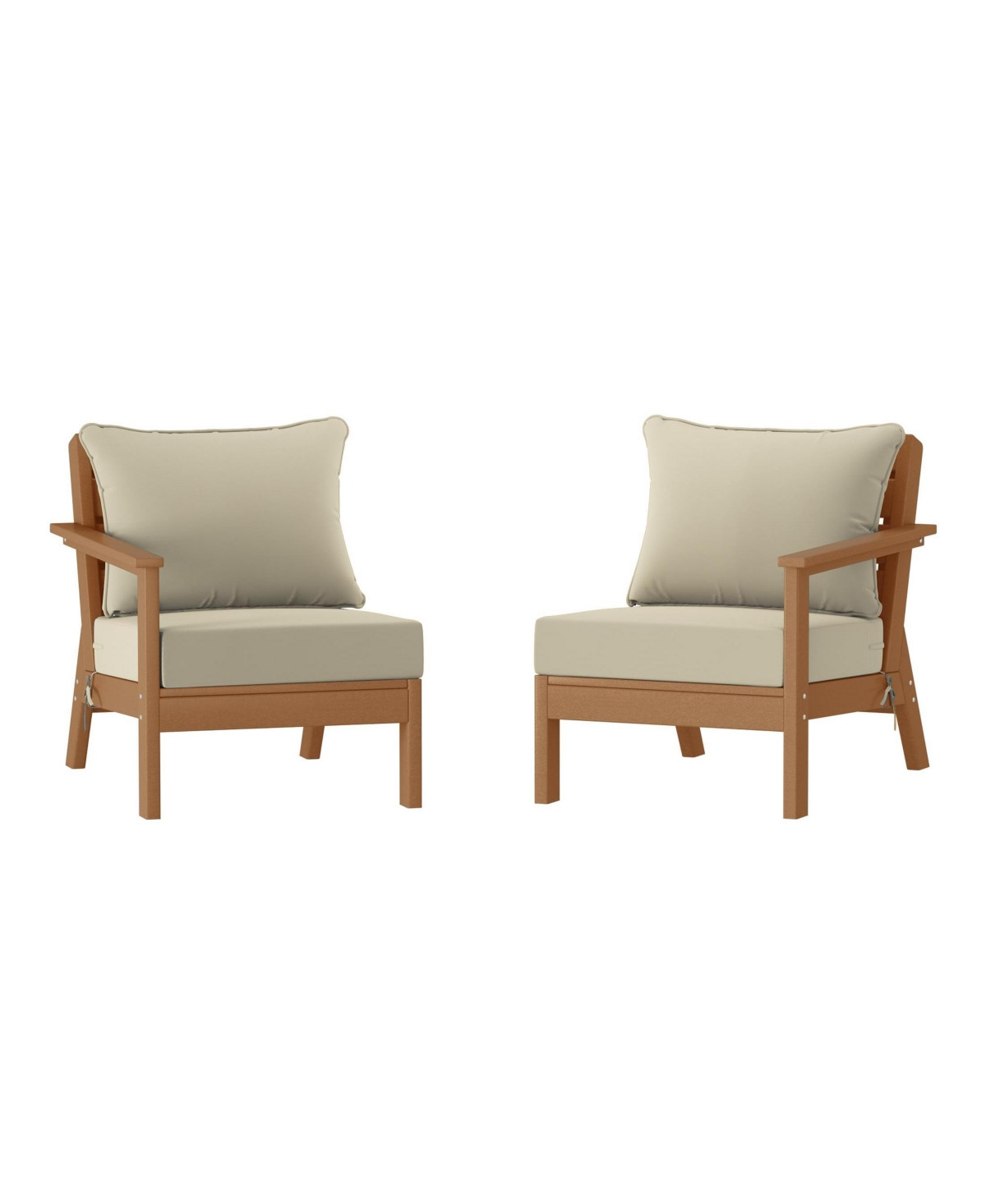 WestinTrends Outdoor Patio Hdpe Teak Loveseat Sofa with Patio Cushions - Teak/beige | Macy's